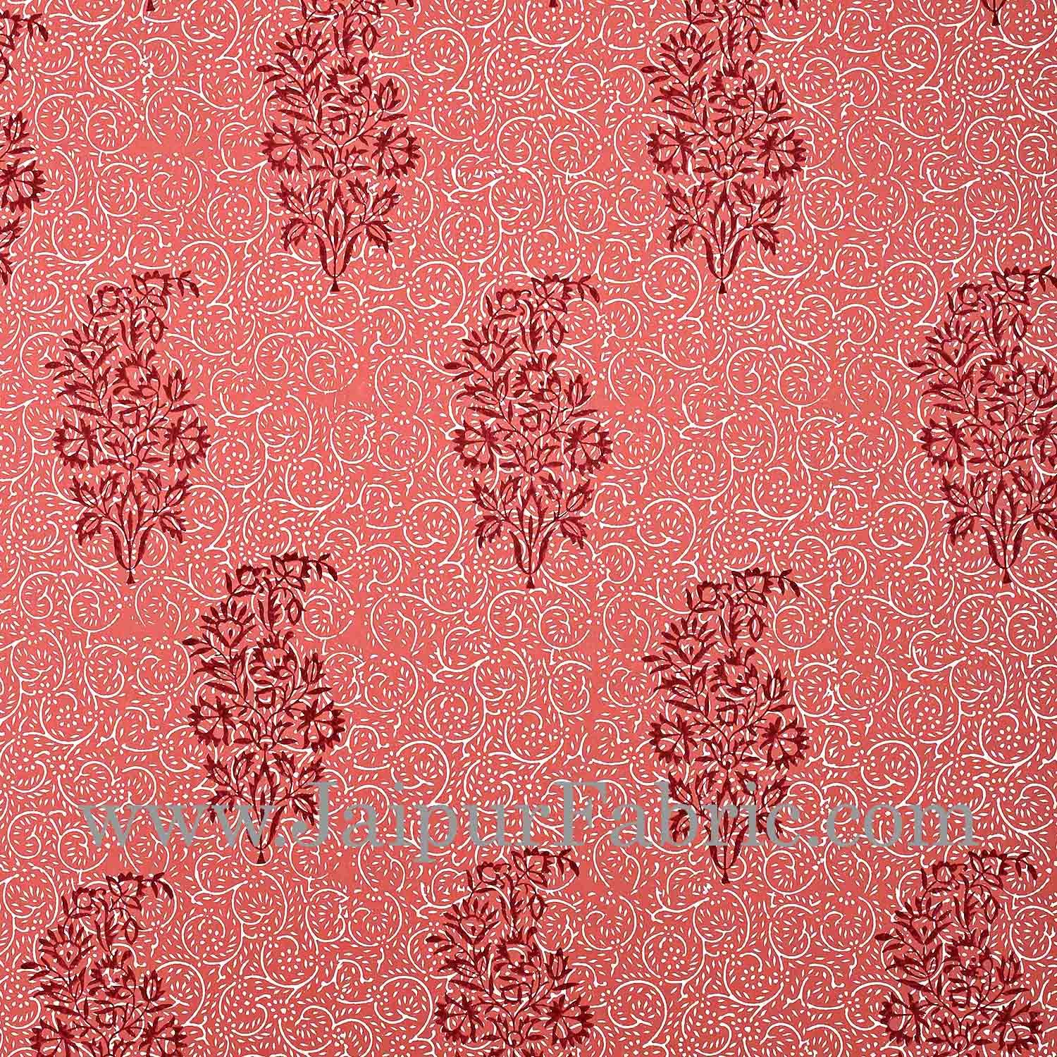 Gajri Colour With Gajri Tree Pattern Hand Block Print Super Fine Cotton Double Bedsheet