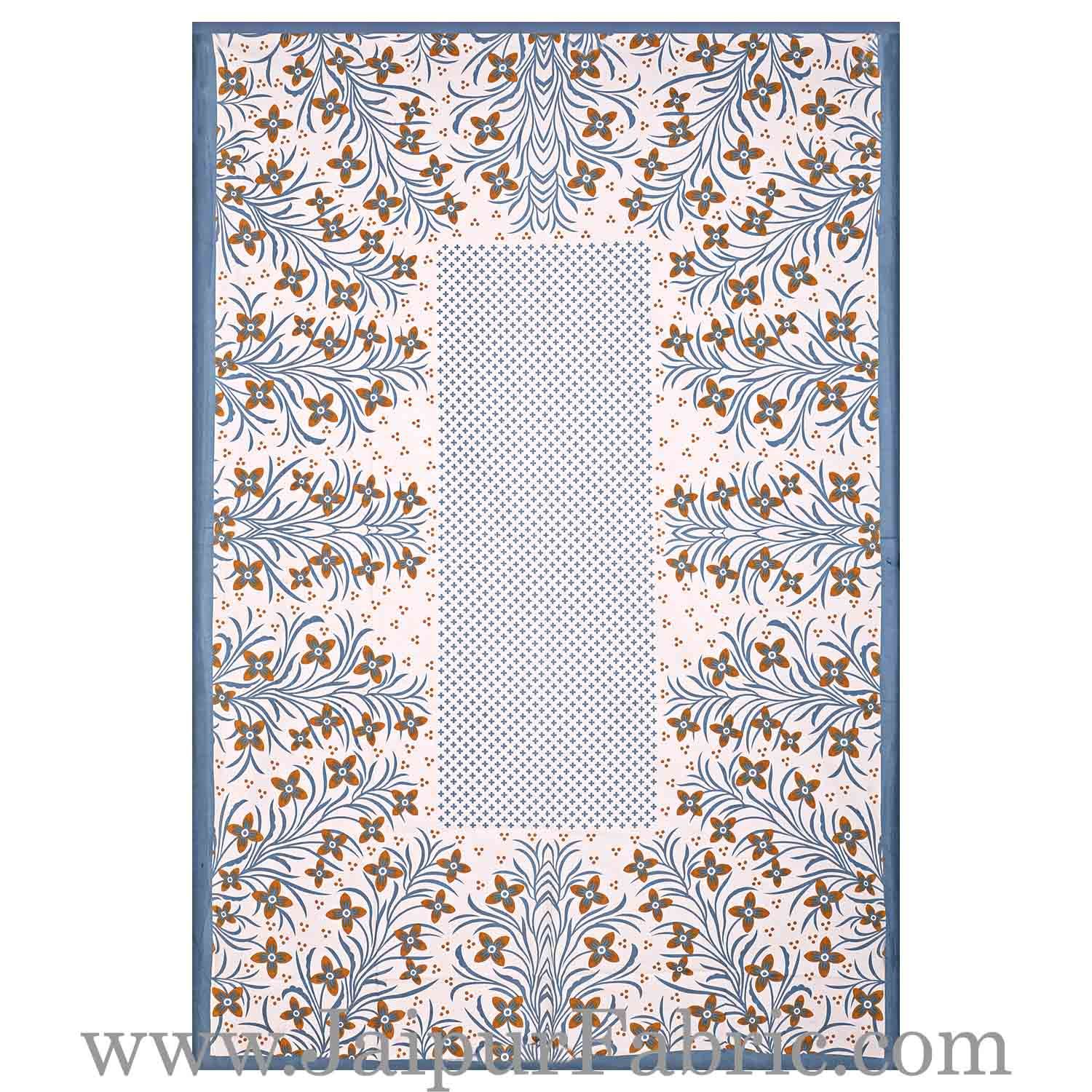 Single Bedsheet Pure Cotton Gray  Border with Flower and Leaf Pattern