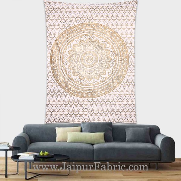 Gold Tapestry Ombre Mandala Wall Hanging Metallic Shine Bohemian Bedspread and beach throw 90x60