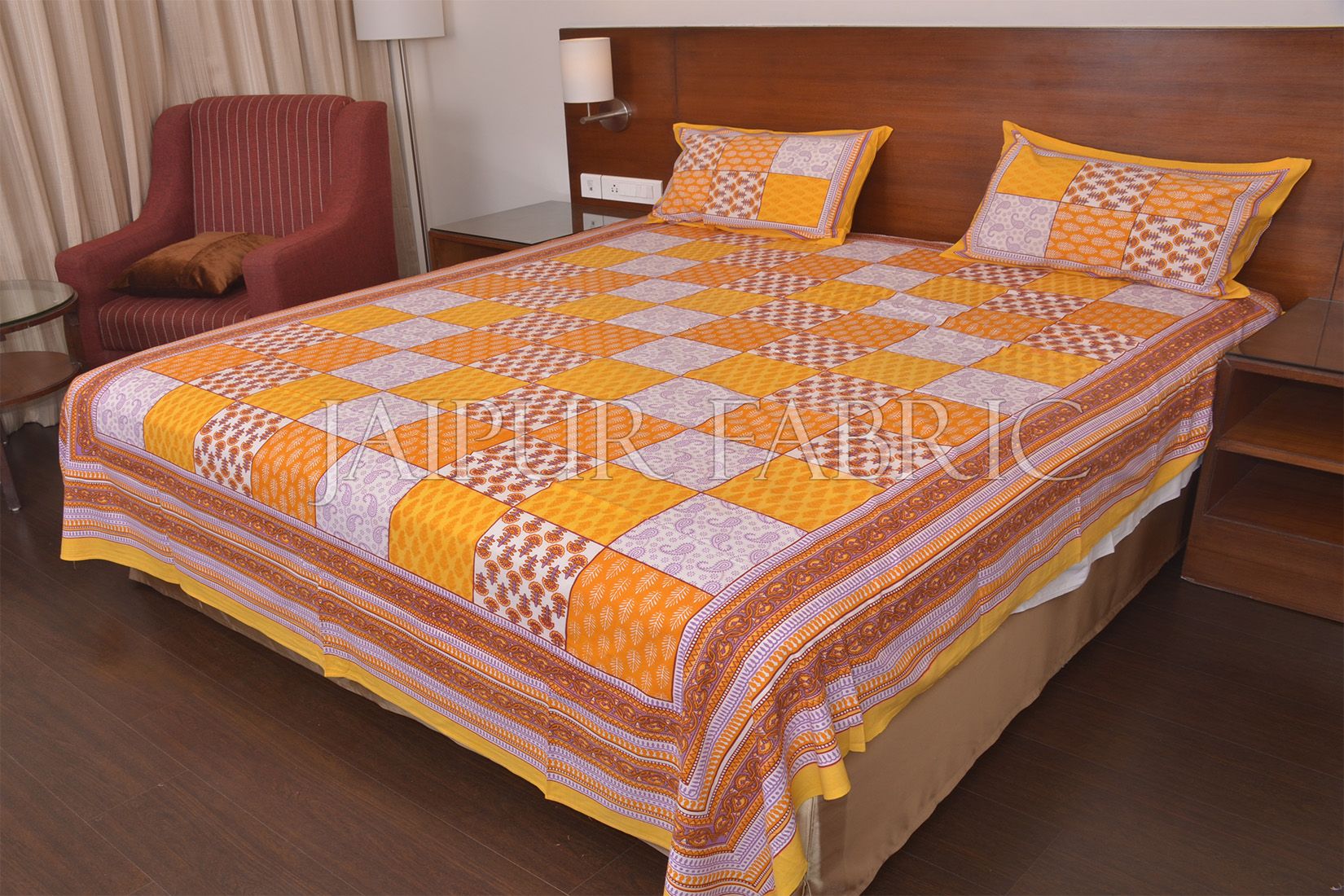 Yellow Tropical Print Double Bed Sheet