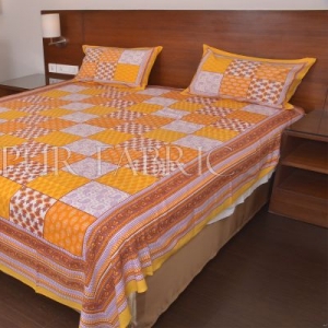 Yellow Tropical Print Double Bed Sheet