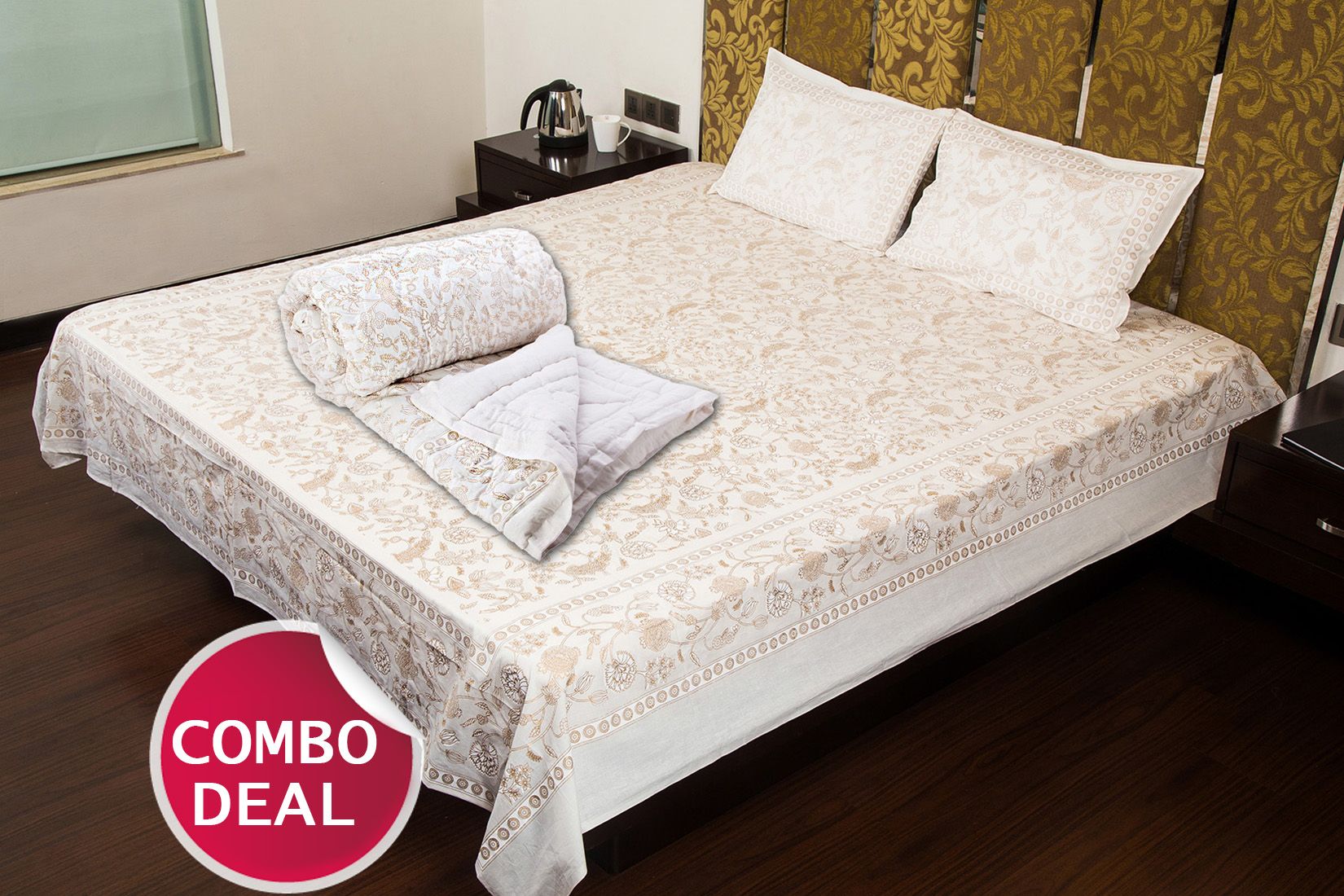 COMBO10 - Set of Double Bed Sheet & Double Bed Quilt