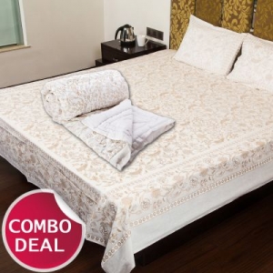 COMBO10 - Set of Double Bed Sheet &amp; Double Bed Quilt