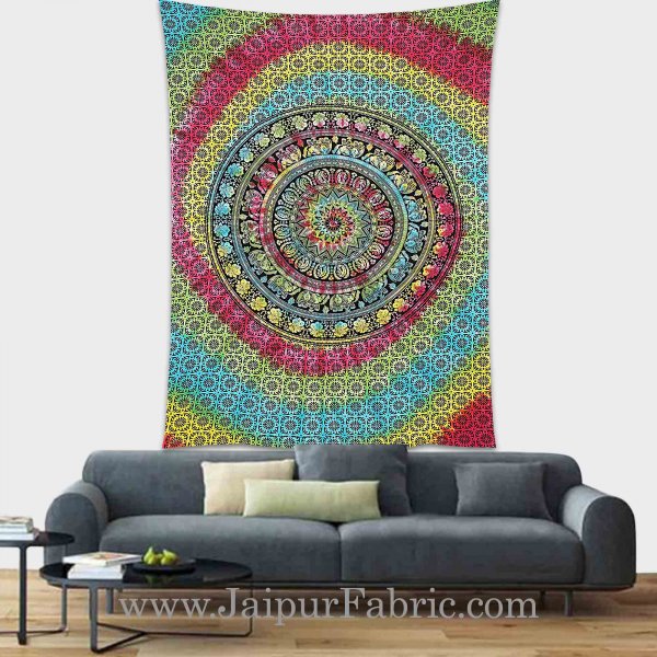 Multicolor Tie and Die Tapestry wall hanging and beach throw 90x60