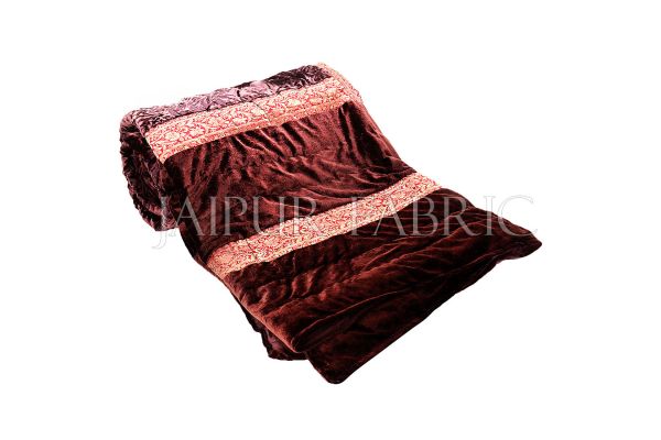 Brown Velvet Double Bed Quilt