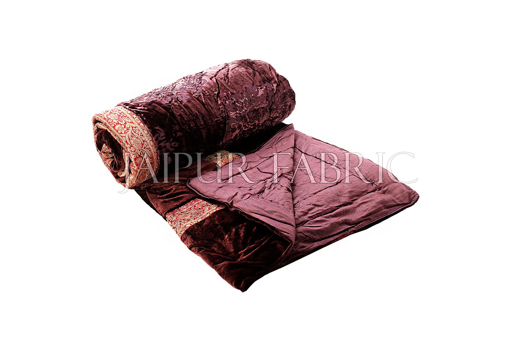 Brown Velvet Double Bed Quilt