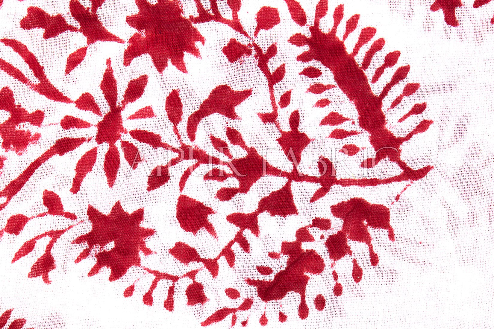 Red Border Handmade Block Print Cotton Scarf