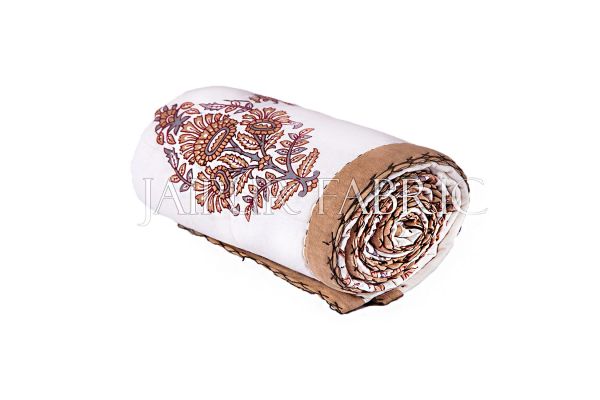 Beige Jaipuri Print Cotton AC Quilt Single Bed Quilt