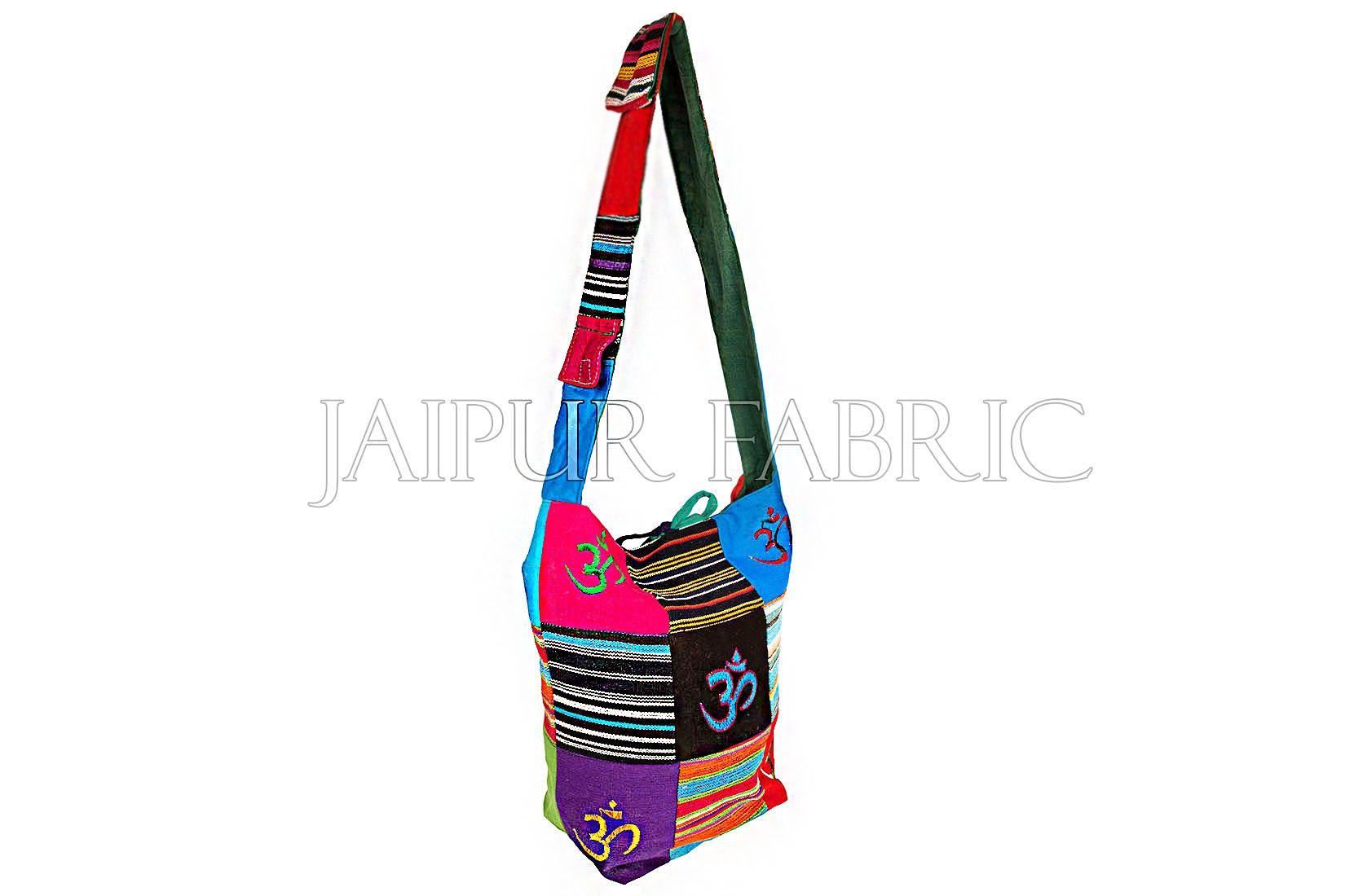 Durry Fabric Patchwork With Om Embroidered Sling Bag