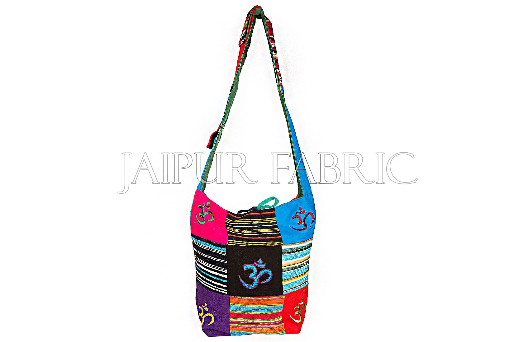 Durry Fabric Patchwork With Om Embroidered Sling Bag