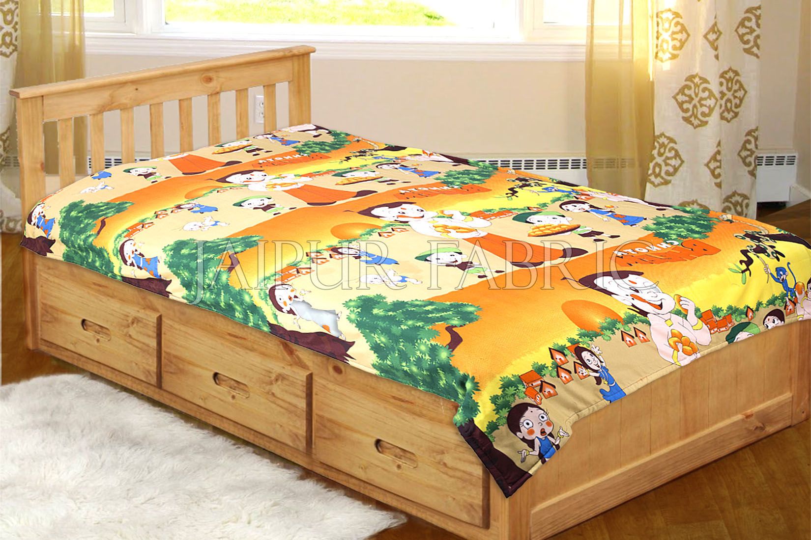 Multi Color Chota Bheem Printed Single Bed Dohar