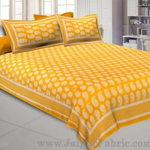 Paisley Double Bedsheet Mustard Yellow Color Fine Cotton With Two Pillow covers