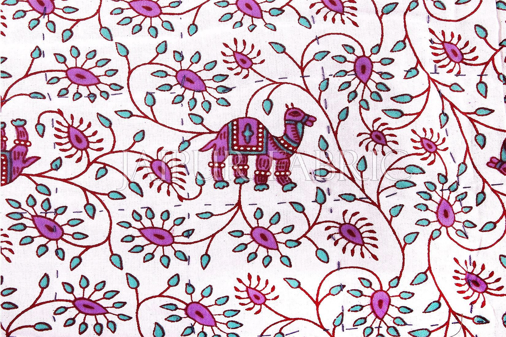 Purple Rajasthani Camel Border Flower Print Cotton AC Double Bed Quilt
