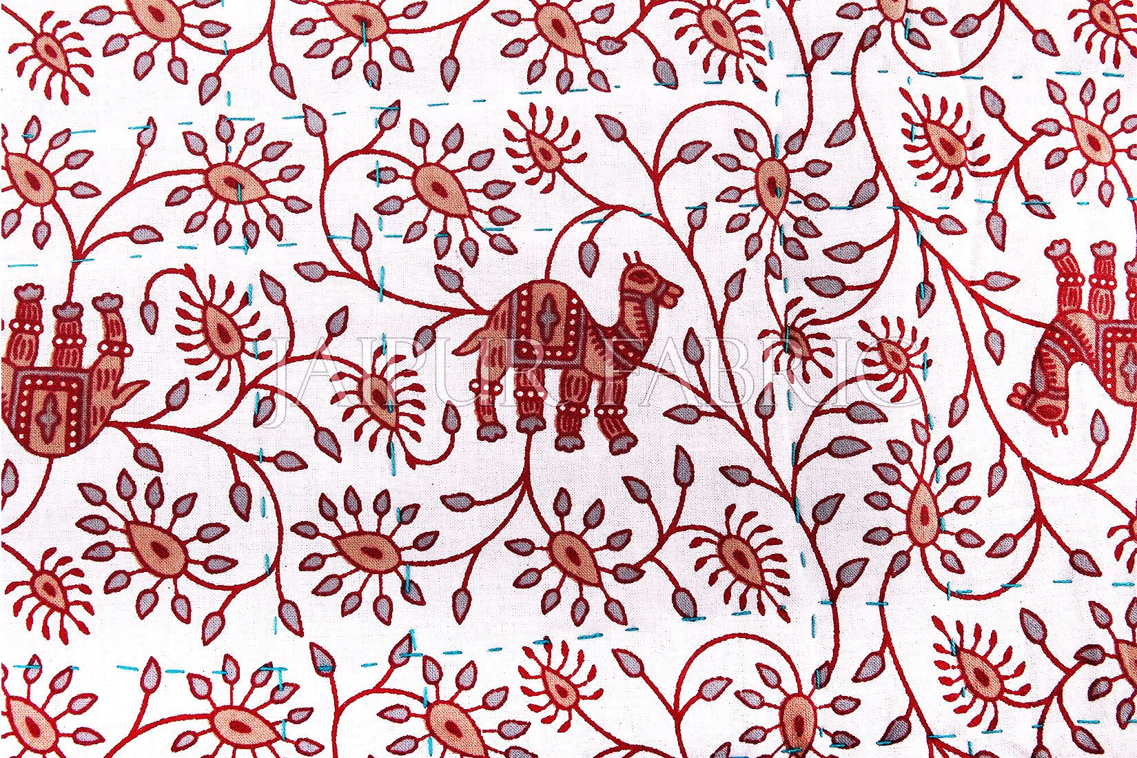 Brown Rajasthani Camel Border Flower Print Cotton AC Double Bed Quilt