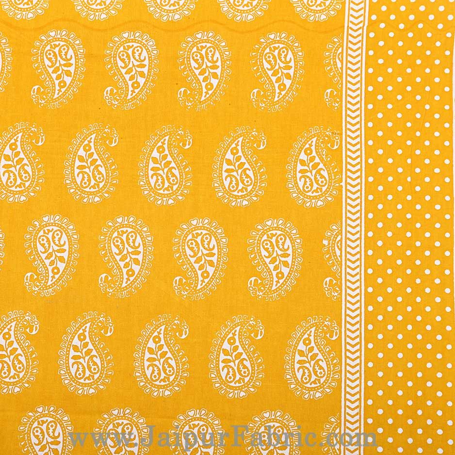 Paisley Double Bedsheet Mustard Yellow Color Fine Cotton With Two Pillow covers