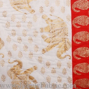 Jaipuri Single Razai with Maroon Aadimanav pattern Golden Print