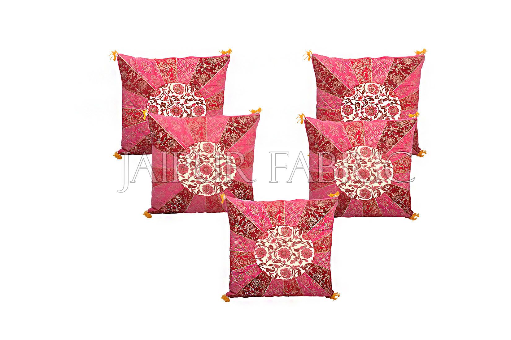 Peach Color Rangoli Print Cotton Cushion Cover