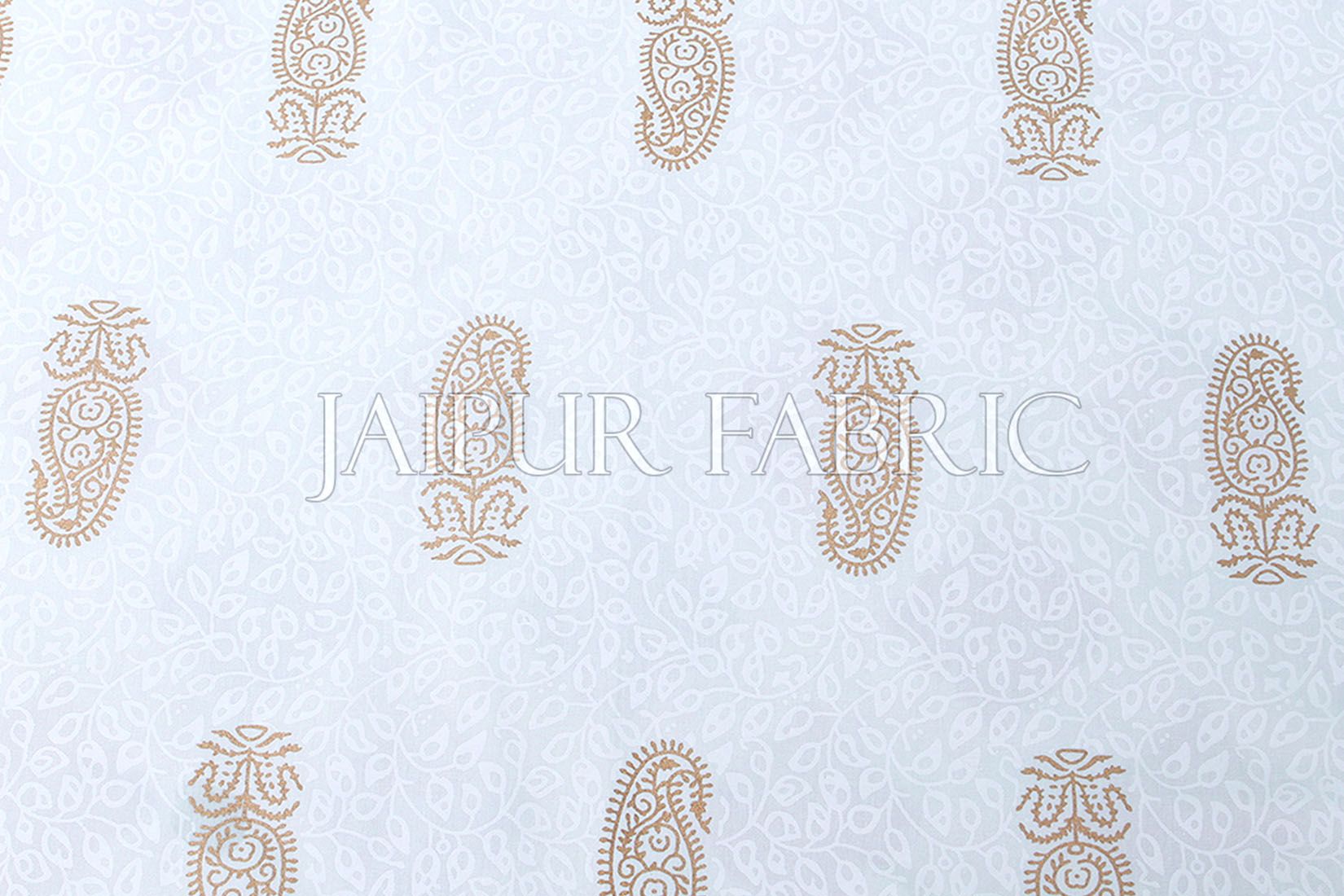 White base With Golden Mango Print Single cotton Bed sheeet