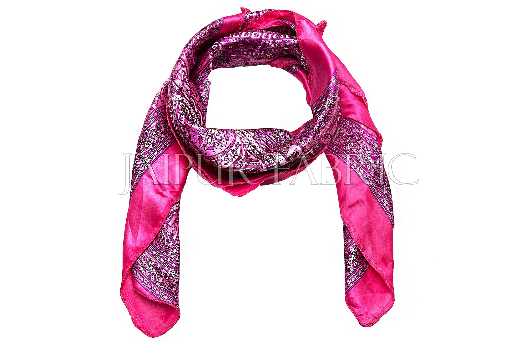 Pink Color Jaipuri Keri Print Silk Scarf