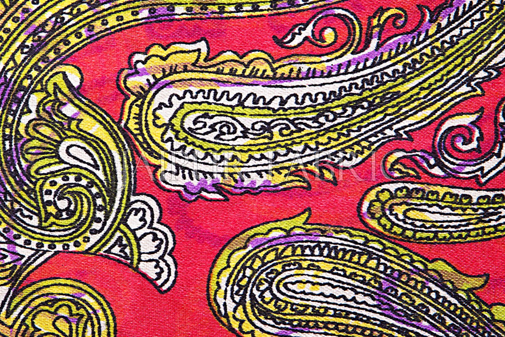 Red Color Jaipuri Keri Print Silk Scarf