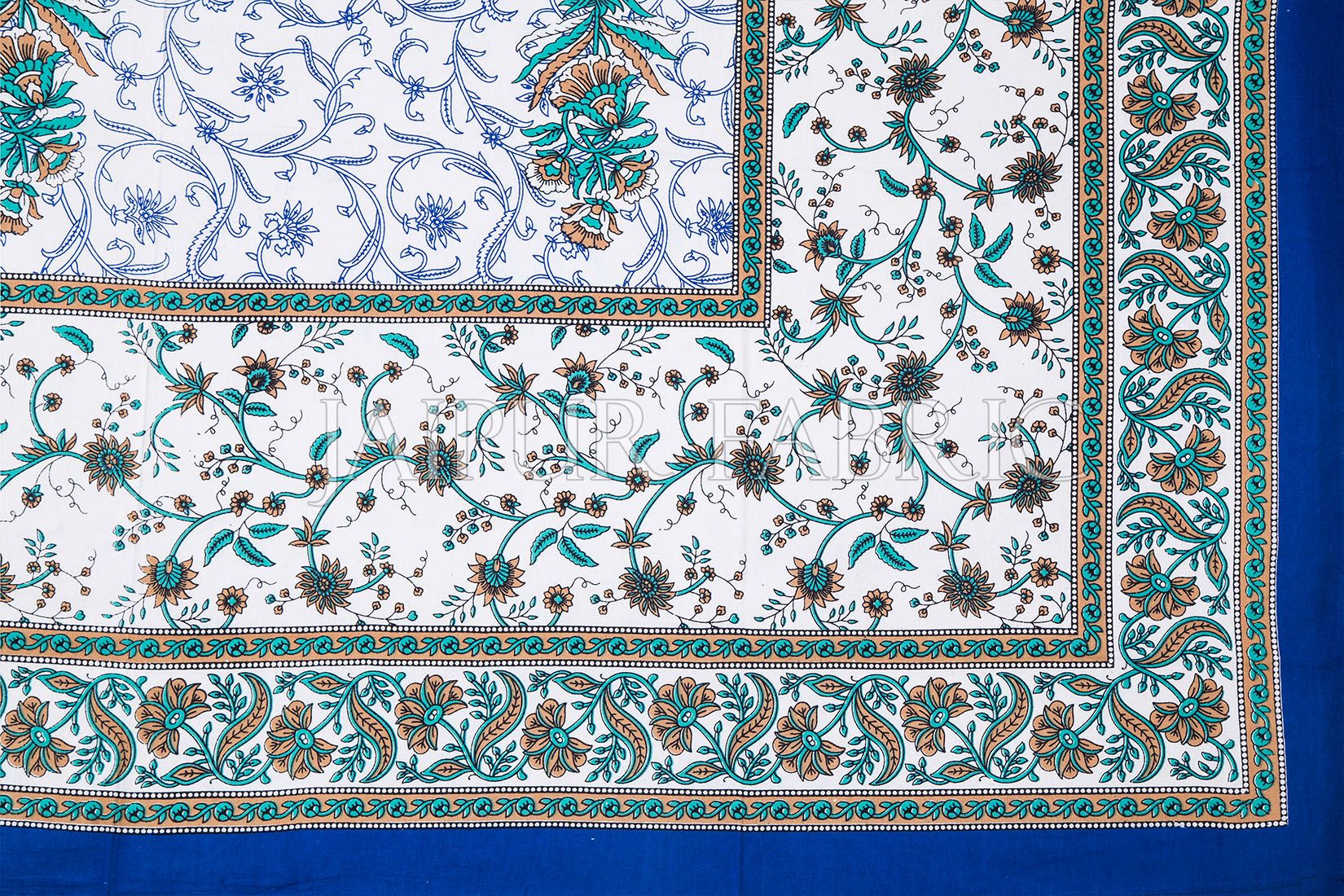 Blue Floral Print Cotton Single Bed Sheet