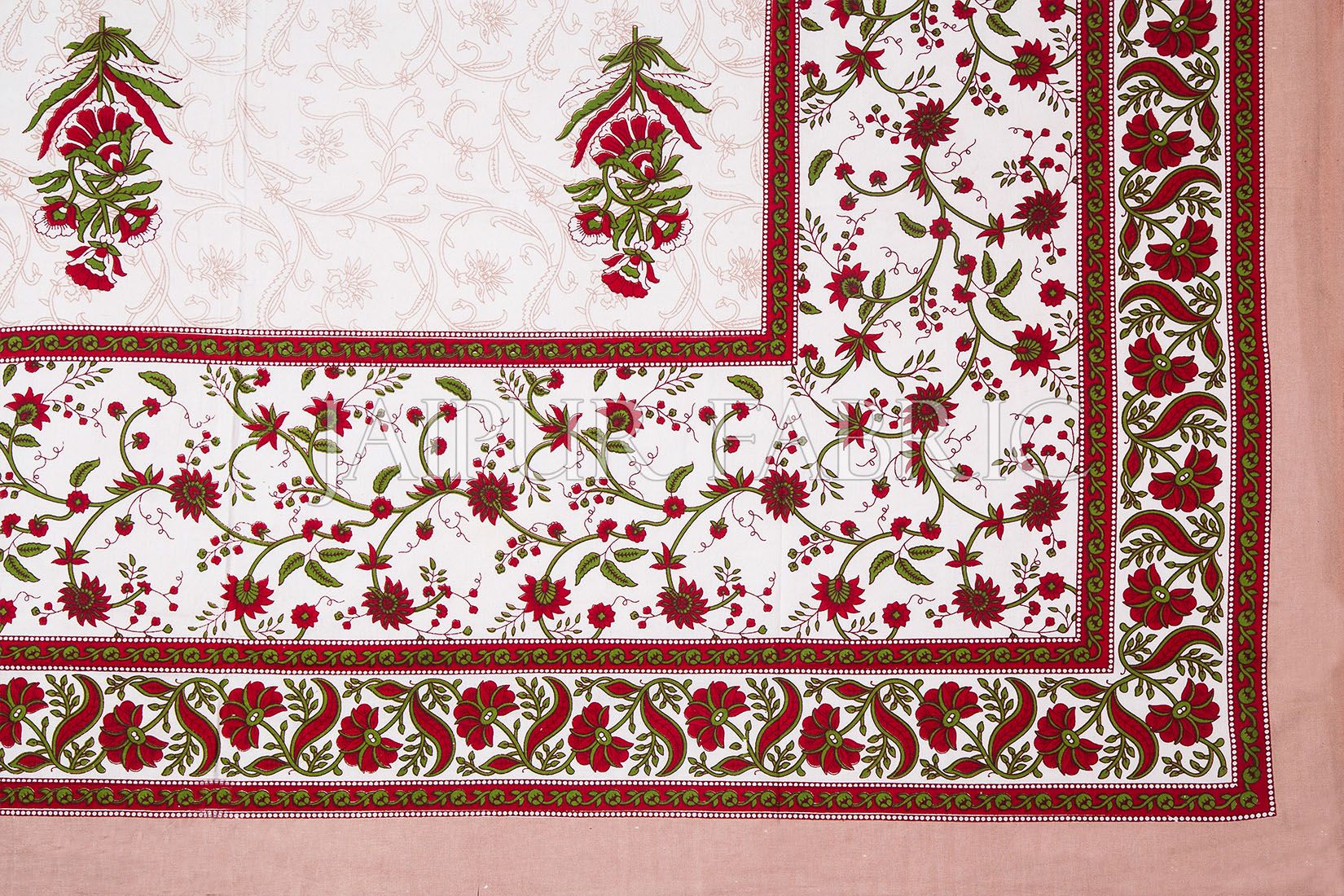 Beige Floral Print Cotton Single Bed Sheet