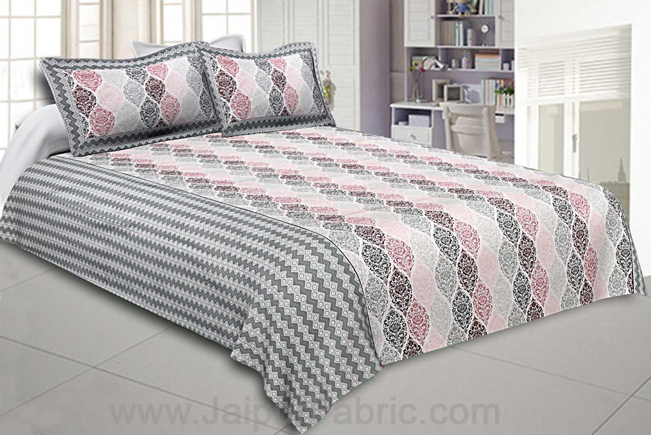 Double Bedsheet Greyish Pink Retro Pattern