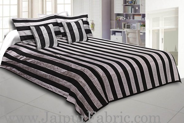 Gray And Black Color Lining Silk festive Double Bed sheet