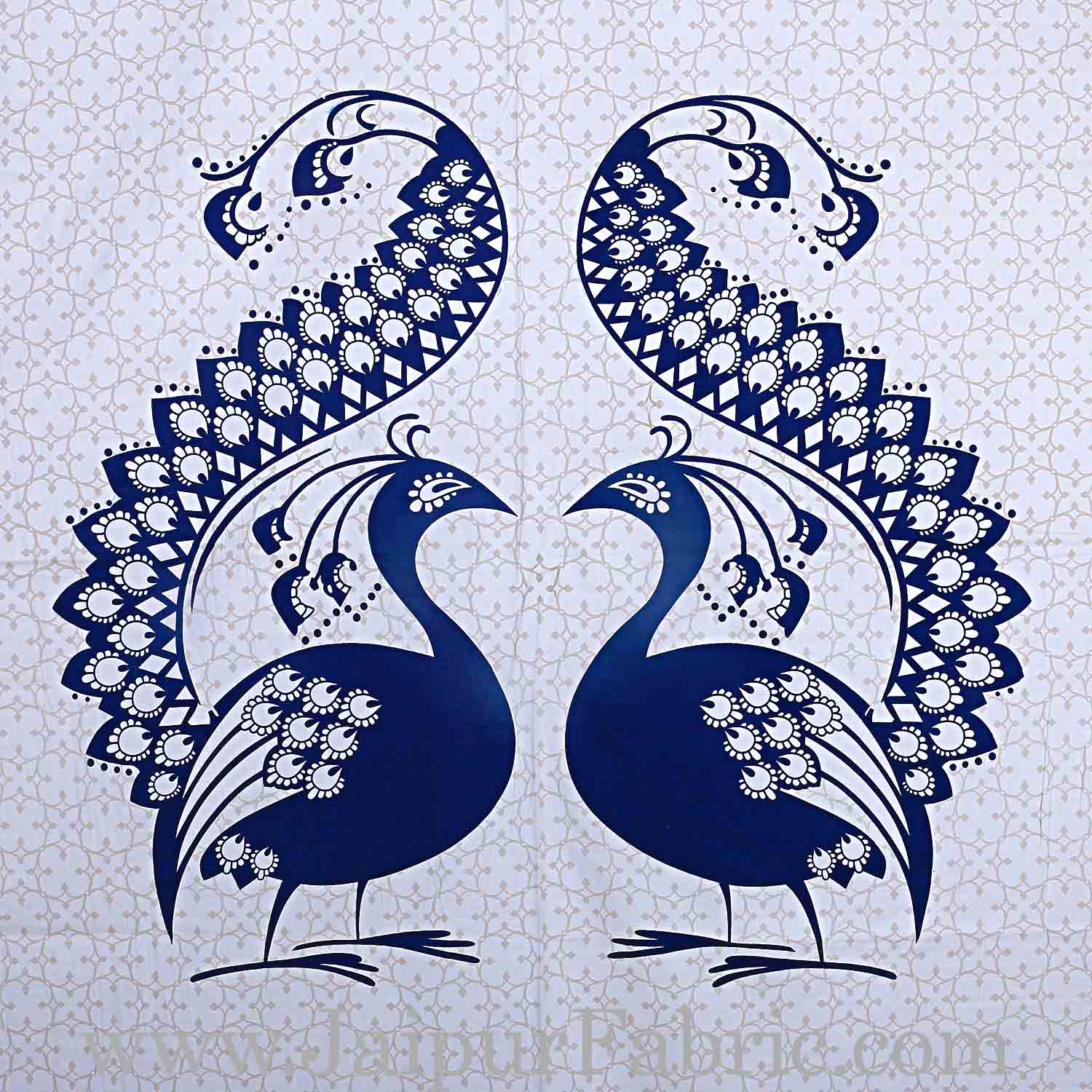 Twill Cotton Double Bedsheet Navy Blue Peacock Pair