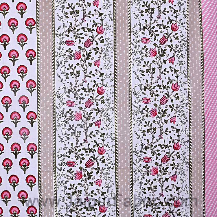 Multi Pink Floral Single Bedsheet with One Pillow Cover