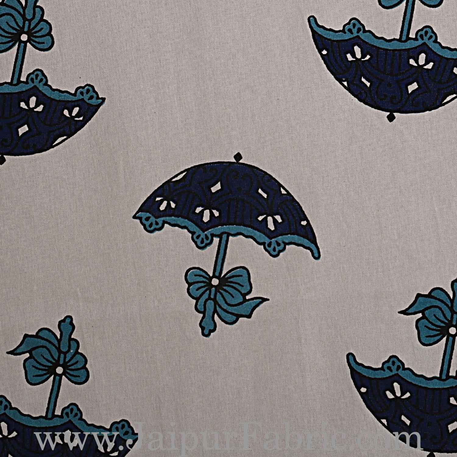 Double Bedsheet  Sea Green  Border Fine Cotton Umbrella Print