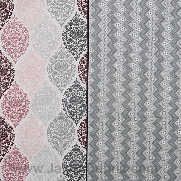 Double Bedsheet Greyish Pink Retro Pattern