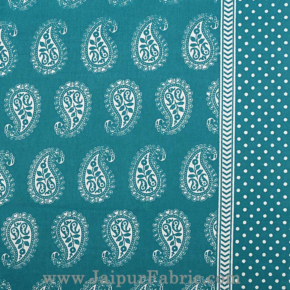 Paisley Double Bedsheet Sea Green Color Fine Cotton With Two Pillow covers