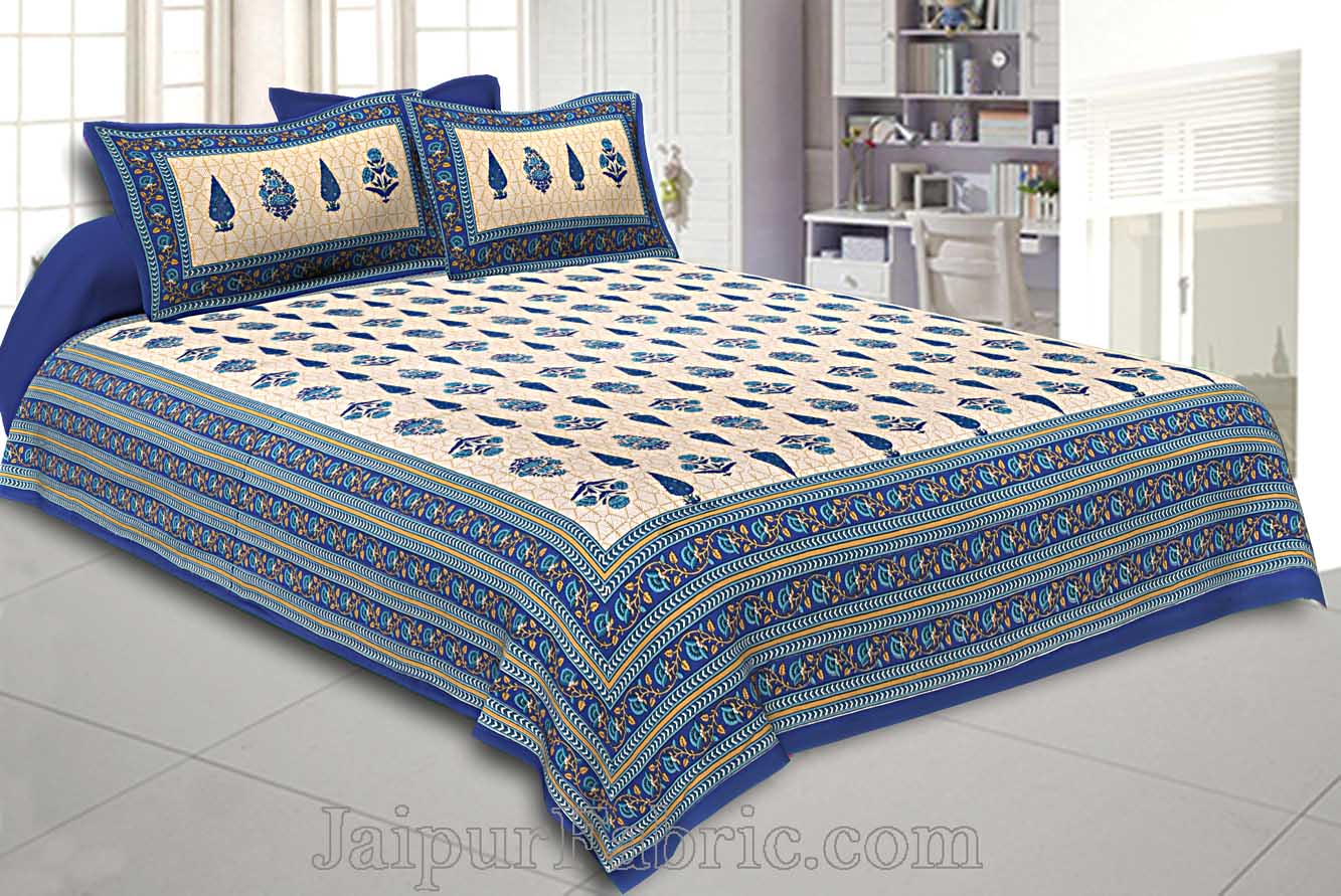 Double Bedsheet Beautiful Blue Pine Tree Print