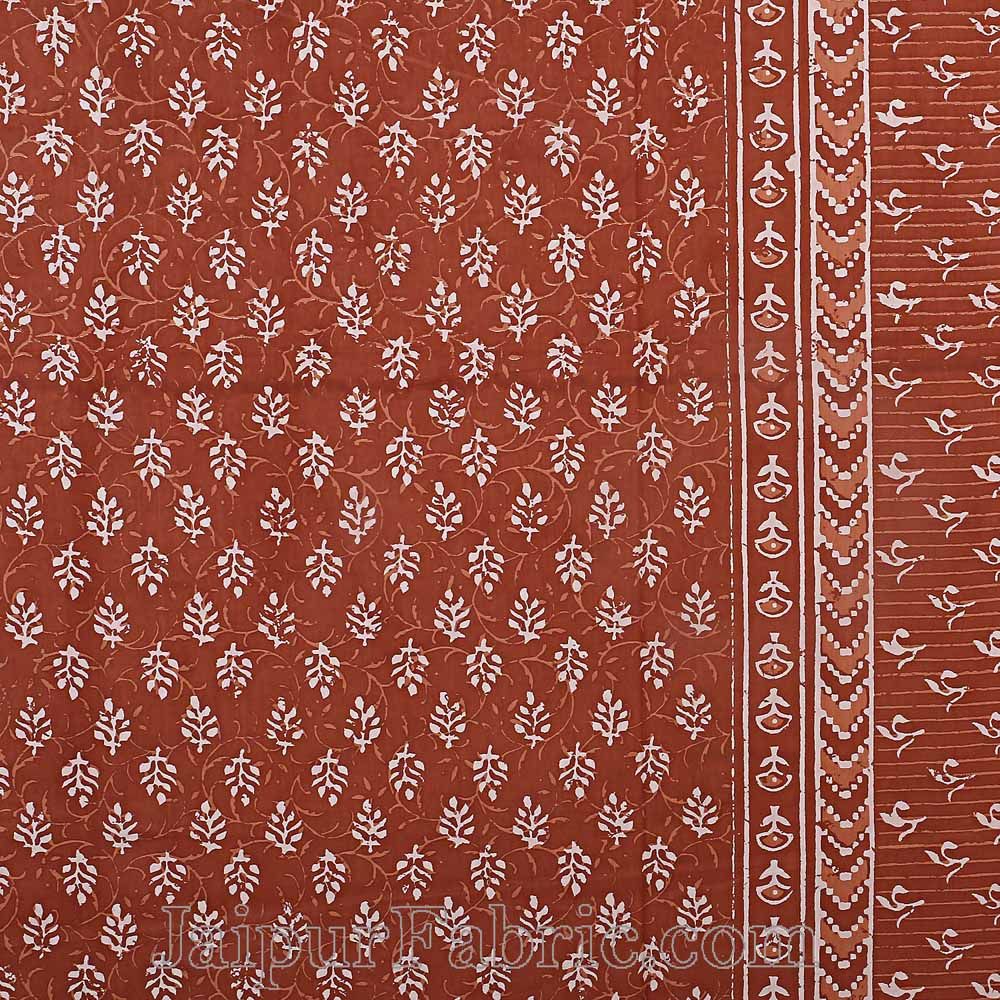 Double Bedsheet Dabu Indigo Dye Brown Hand Block Leaf Print