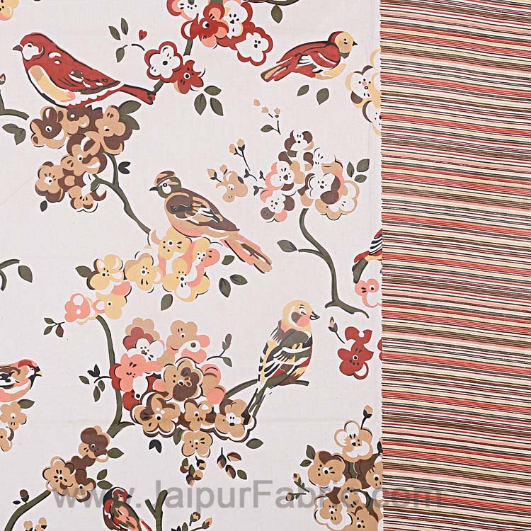 Double Bedsheet Aflush Colorful Sparrows  Design Print