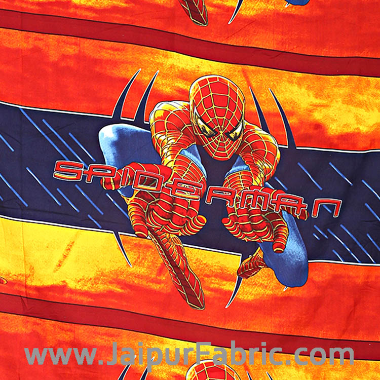 Kids Superhero Spiderman Print Single Bed Riversible Ac Blanket