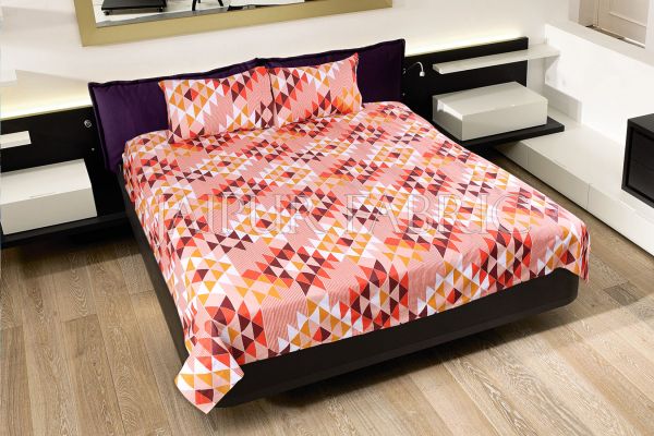 Orange Geometry Design Cotton Double Bed Sheet
