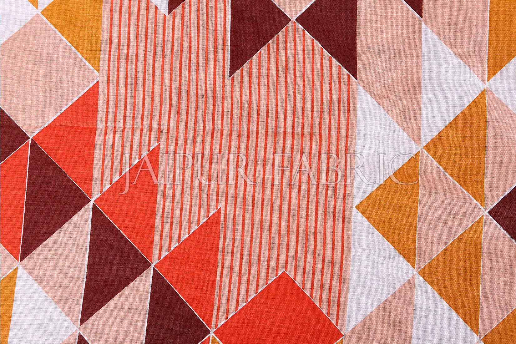 Orange Geometry Design Cotton Double Bed Sheet