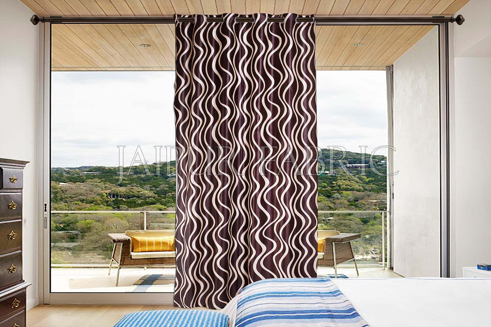 Brown Printed Polyester Curtain