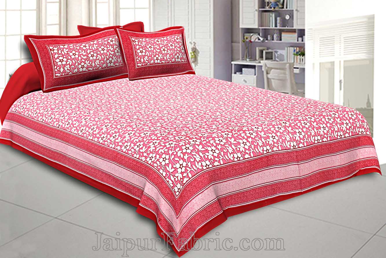 Double Bedsheet Pink Elegent Seamless Floral Pattern