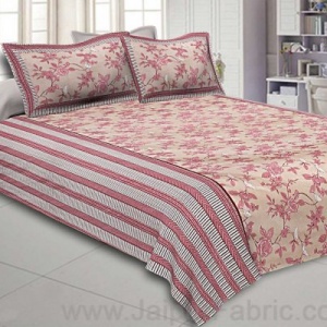 Double Bedsheet Floral Dusty Brown With White Sparrow