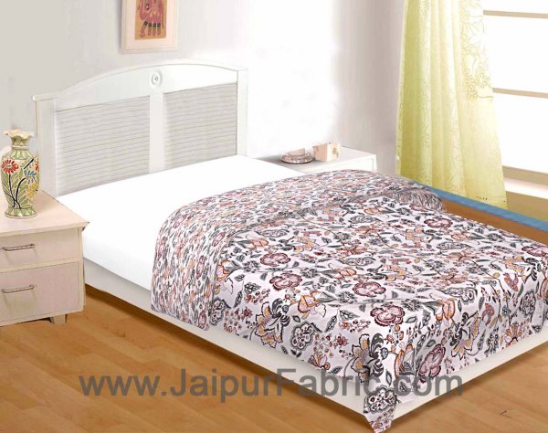 Cotton Single bed Reversible mulmul Dohar with pastel hand block print