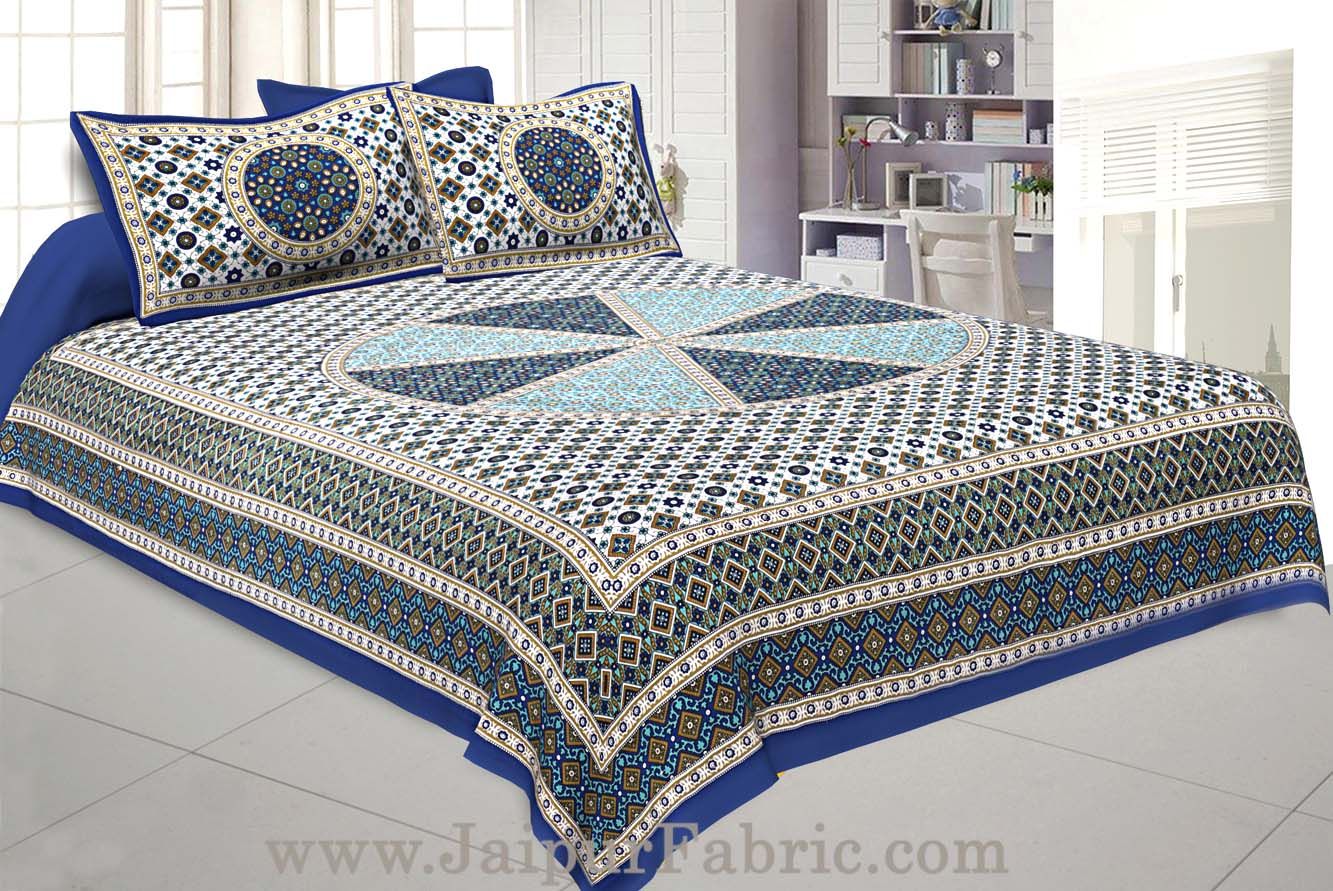 Sanganeri Double Bedsheet in Royal Blue shade