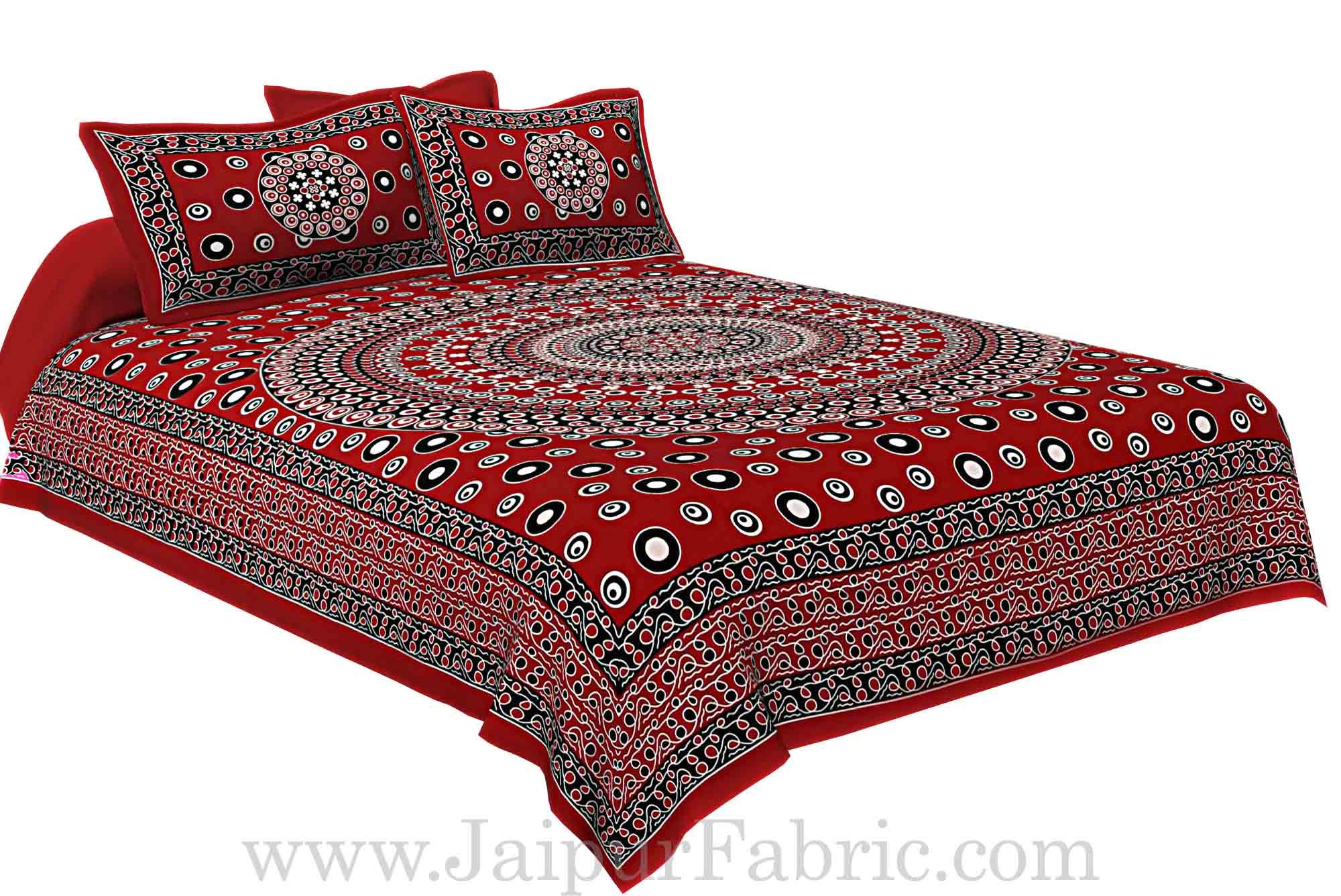 Double bedsheet Maroon Color  Rangoli Pattern Smooth Touch With 2 Pillow Cover