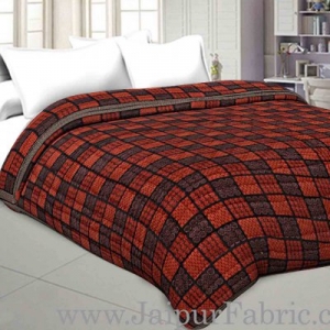 Double Bed Quilt  Big Check &amp; Dabu Print Cotton (Multicolour)