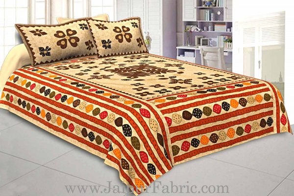 Double Bedsheet Cream Base Barmeri Rangoli