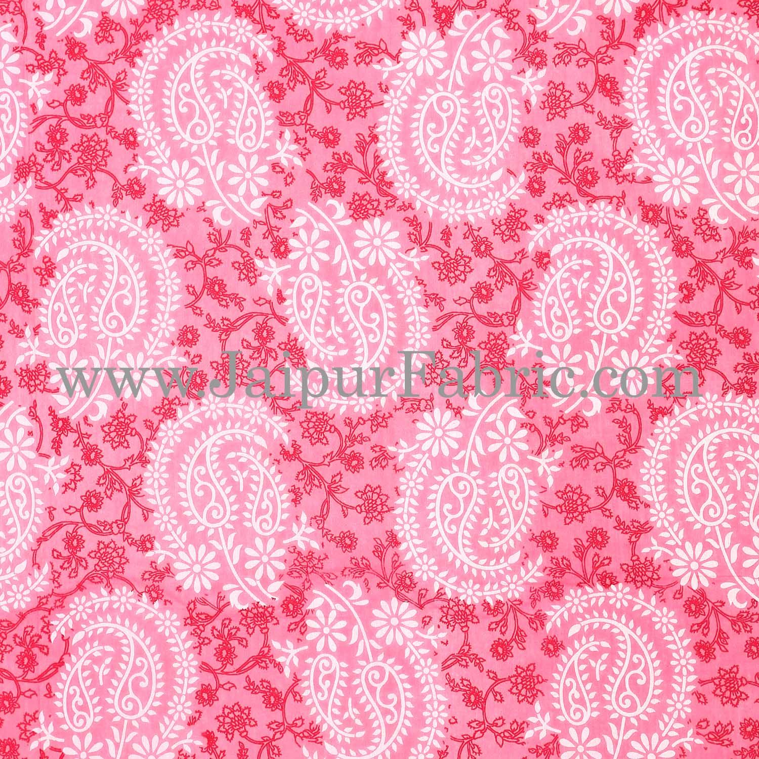 Pink Border With Zig-Zig Lining Twin Kerry Pattern Cotton Double Bed Sheet