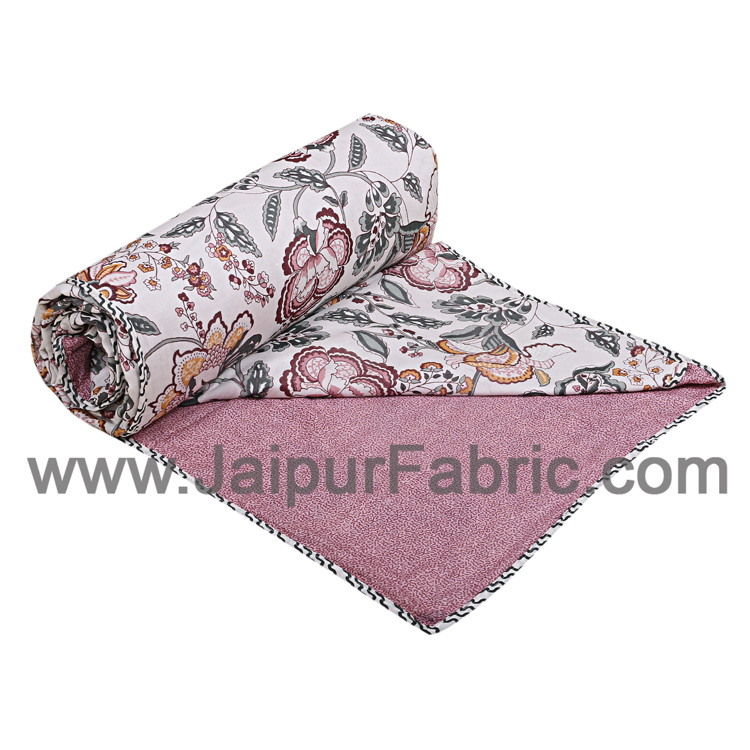 Cotton Single bed Reversible mulmul Dohar with pastel hand block print