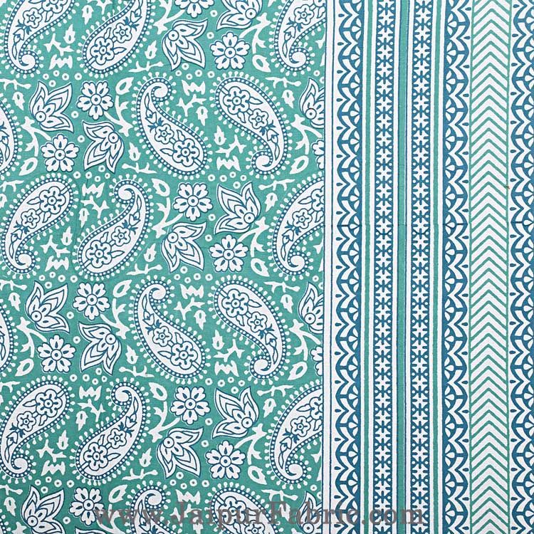 Wholesale Paisley Double Bedsheet Green border in super fine cotton with 2 Pillow CoversÂ taxable
